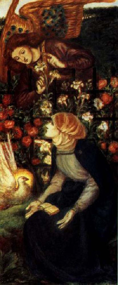 The Annunciation, 1859 by Dante Gabriel Rossetti, pre-Raphaelite artist, 16x12" (A3) Poster