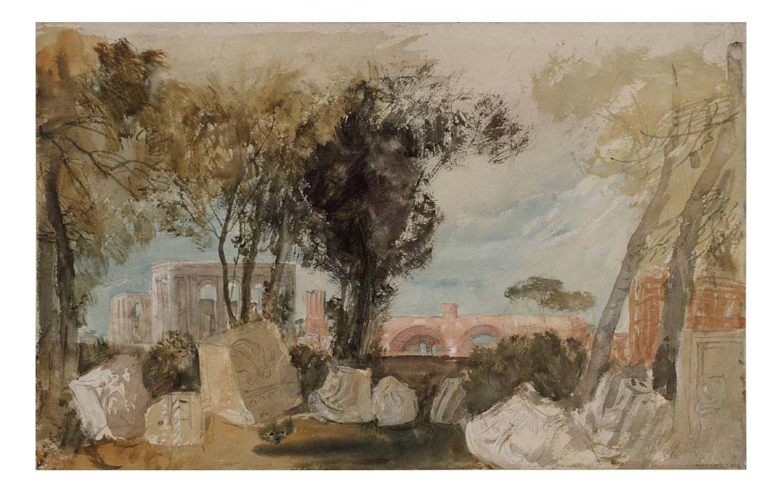 The Basilica of Constantine from the Farnese Gardens on the Palatine Hill, Rome, 1819 by John Mallord William Turner RA, 12x8"(A4) Poster