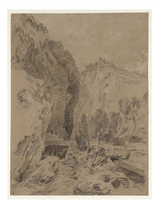 The Baths of St Didier, near Courmayeur, Val d'Aosta, 1802 by John Mallord William Turner RA, 12x8"(A4) Poster