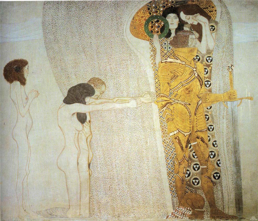 The Beethoven Frieze The Longing for Happiness -Gustav Klimt - 1902, 16x12" (A3) Poster Print
