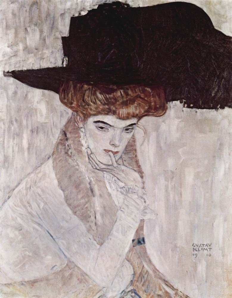 The Black Feather Hat - Gustav Klimt - 1910, A4 Poster Print