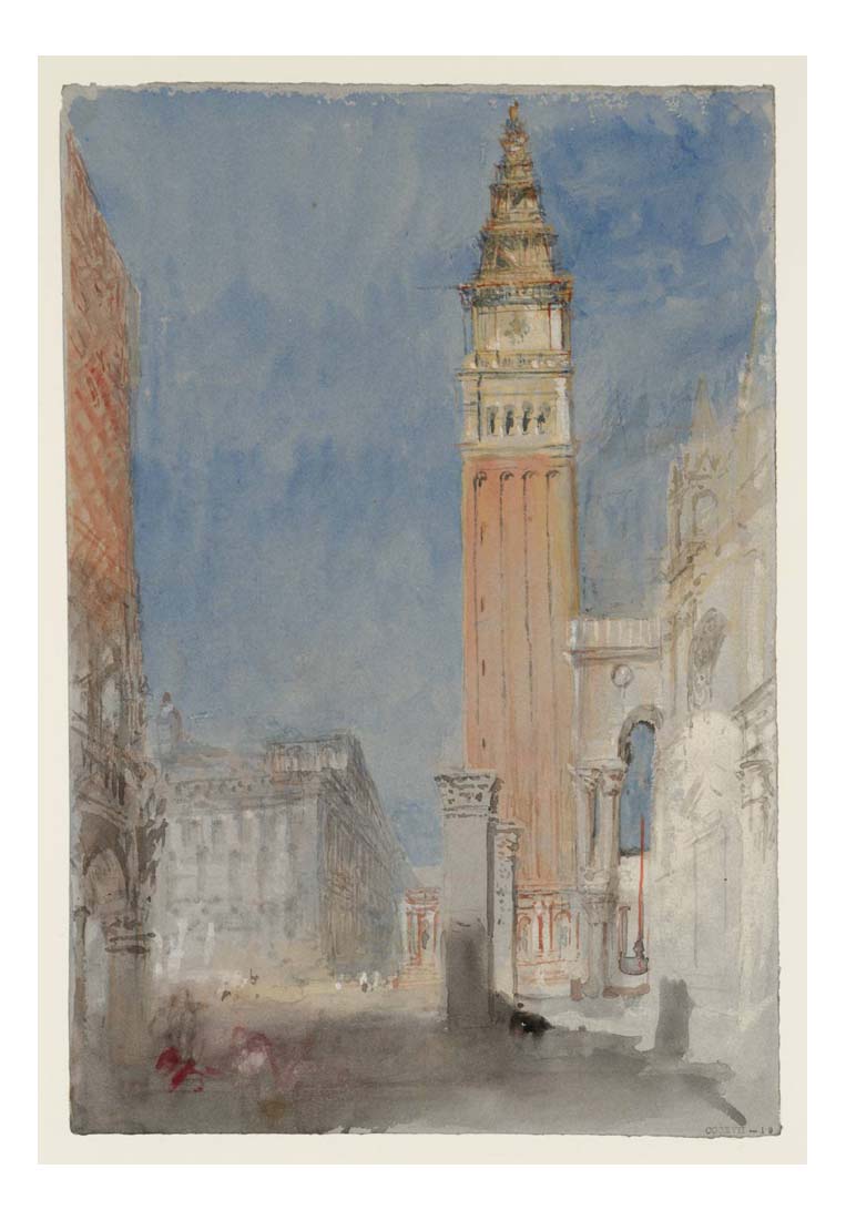 The Campanile of San Marco, with the Pilastri Acritani, from the Porta della Carta, 1840 by John Mallord William Turner RA