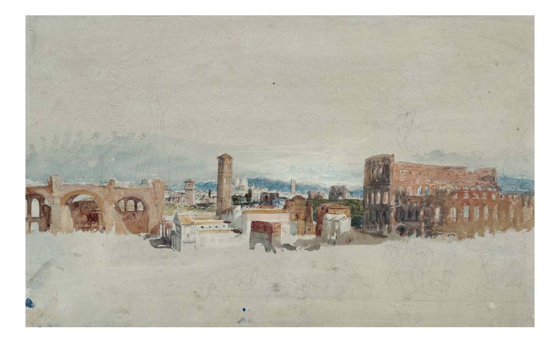 The Colosseum and the Basilica of Constantine from the Palatine Hill, Rome, 1819 by John Mallord William Turner RA, 12x8"(A4) Poster