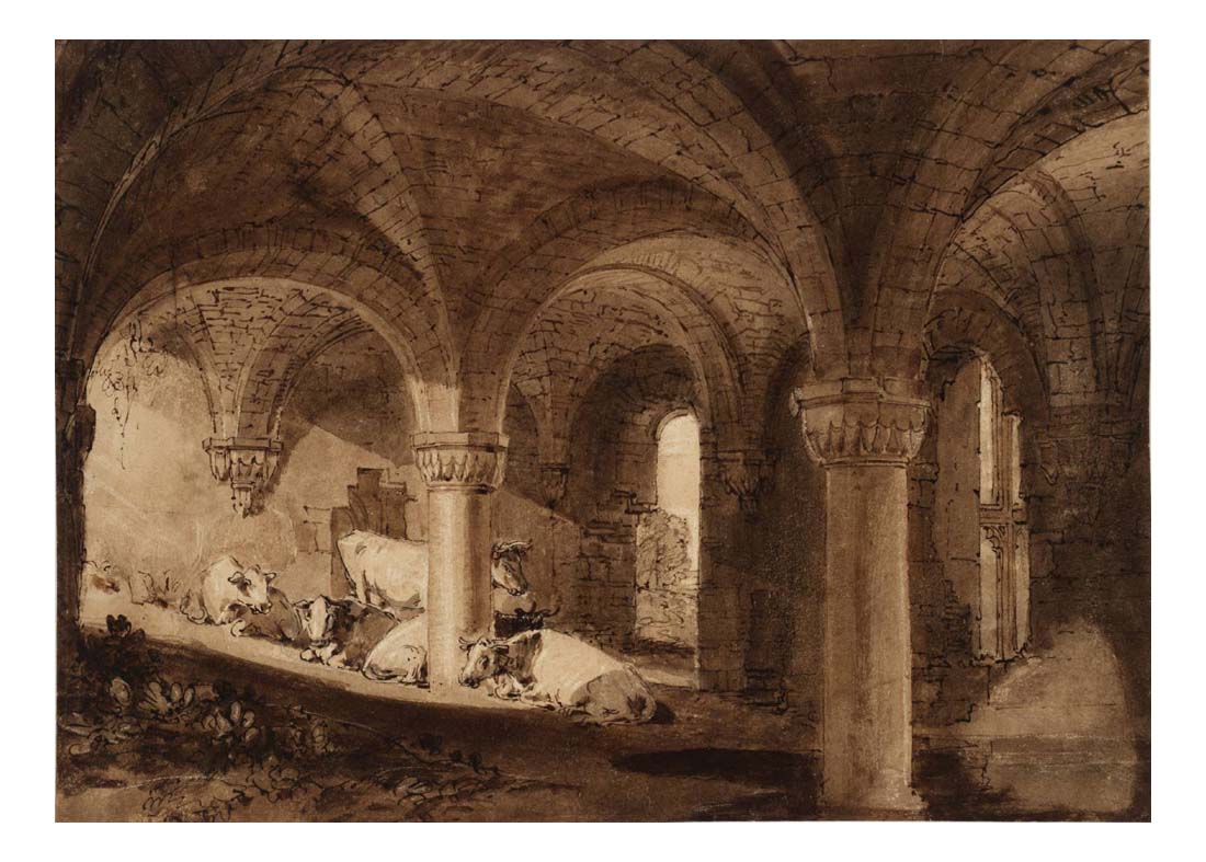 The Crypt of Kirkstall Abbey, 1806-07 by John Mallord William Turner RA, 12x8"(A4) Poster