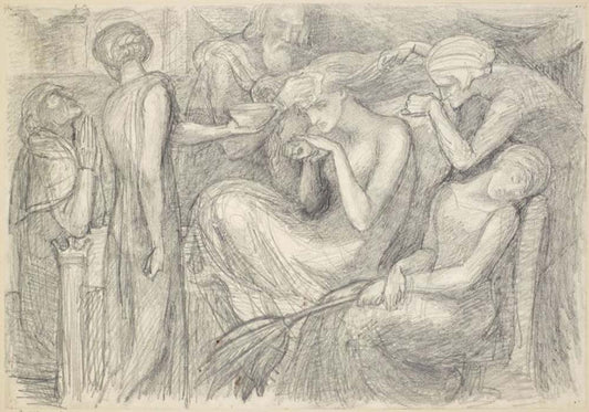 The Death of Lady Macbeth - Compositional , ca1875 by Dante Gabriel Rossetti, English Pre-Raphaelite Painter,16x12"(A3) Poster Print