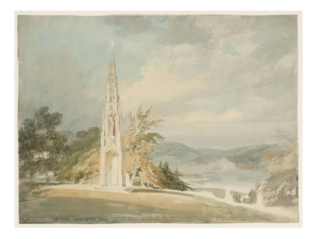 The Gothic Cross above the Lake at Stourhead, 1798 by John Mallord William Turner RA, 12x8"(A4) Poster