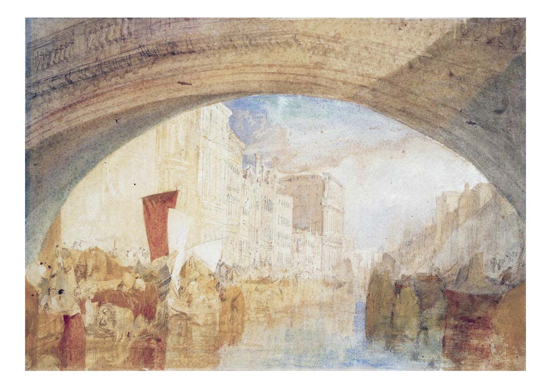 The Grand Canal from below the Rialto Bridge, Venice, 1820 by John Mallord William Turner RA, 12x8"(A4) Poster