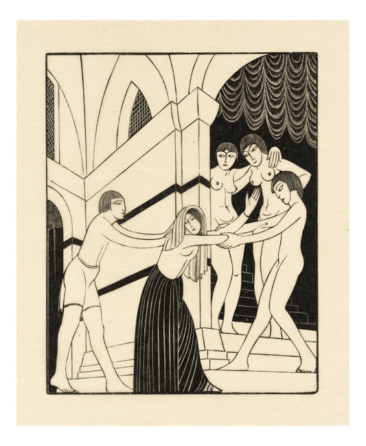 The Harem 1925, vintage art by Eric Gill, 12x8"(A4) Poster Print