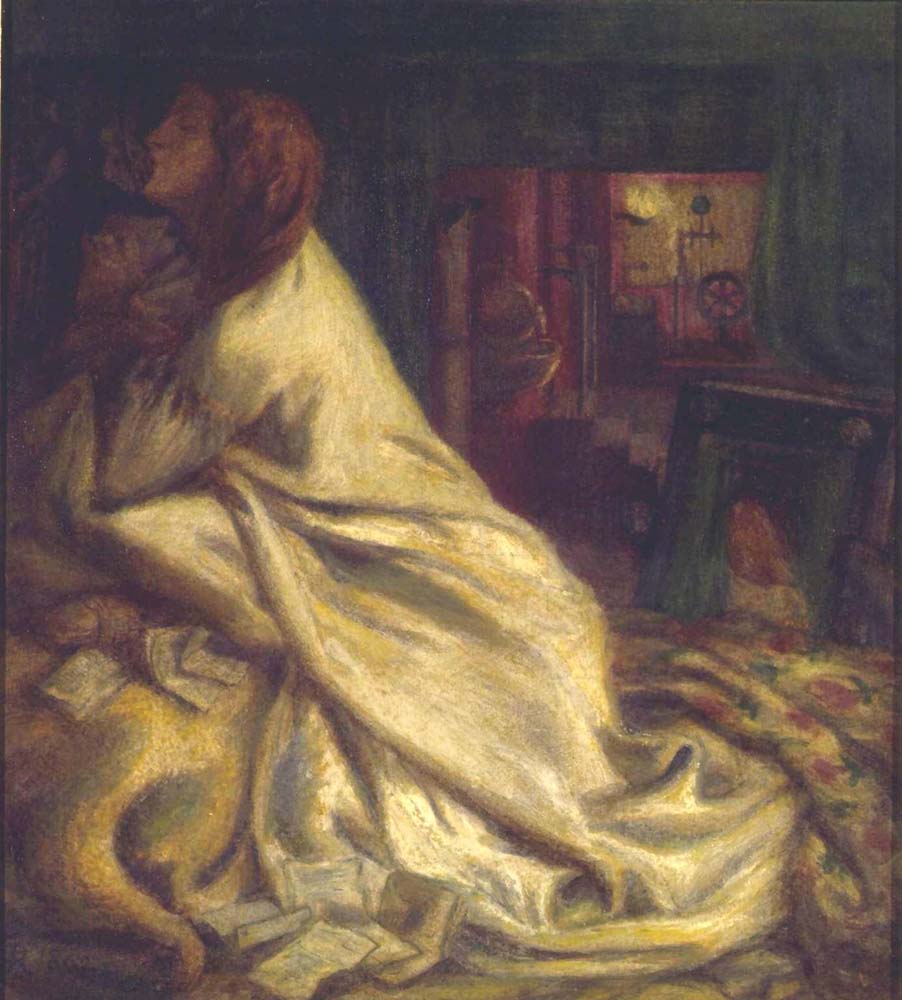 The Heart of the Night (Mariana in the Moated Grange), 1862 by Dante Gabriel Rossetti, pre-Raphaelite artist, 12x8" (A4) Poster
