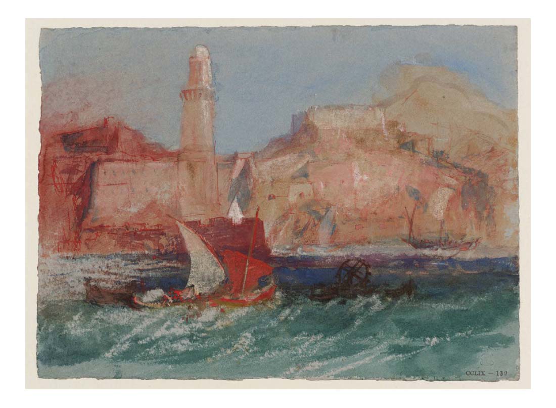 The Lighthouse at Marseilles from the Sea, 1828 by John Mallord William Turner RA, 12x8"(A4) Poster
