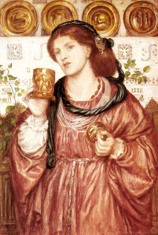 The Lovin Cup (Watercolour and bodycolour), 1867 by Dante Gabriel Rossetti, pre-Raphaelite artist, 16x12" (A3) Poster