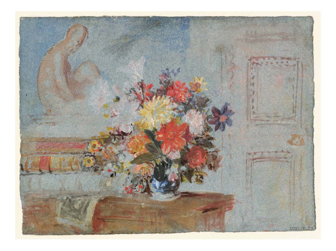 The Old Library, A Vase of Lilies, Dahlias and Other Flowers, 1827 by John Mallord William Turner RA, 12x8"(A4) Poster