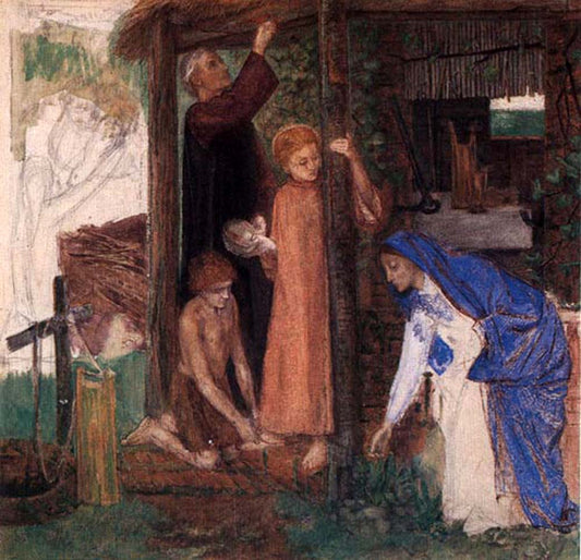 The Passover in the Holy Family - Gathering Bitter Herbs, 1855-56 by Dante Gabriel Rossetti, pre-Raphaelite artist, 12x8" (A4) Poster