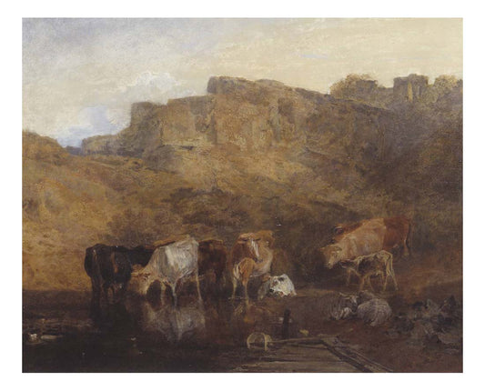 The Quiet Ruin, Cattle in Water, A Sketch, Evening, 1809 by John Mallord William Turner RA, 12x8"(A4) Poster