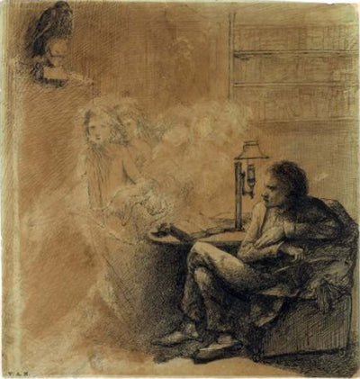 The Raven, 1846 by Dante Gabriel Rossetti, English Pre-Raphaelite Painter,12x8"(A4) Poster Print