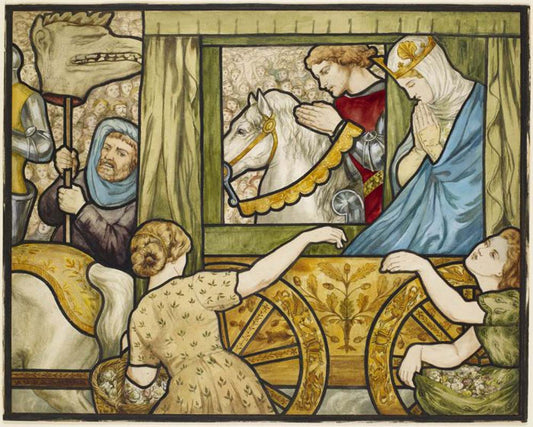 The Story of St George - the Return of the Princess, 1875 by Dante Gabriel Rossetti, pre-Raphaelite artist, 12x8" (A4) Poster