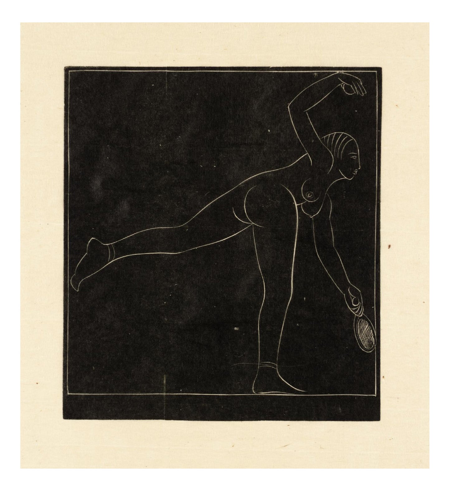 The Tennis Player (Female Nude) 1923, vintage art by Eric Gill, 12x8"(A4) Poster Print