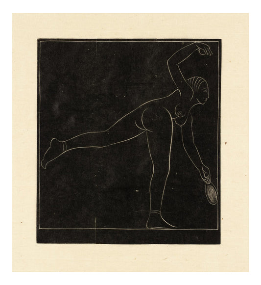 The Tennis Player (Female Nude) 1923, vintage art by Eric Gill, 12x8"(A4) Poster Print