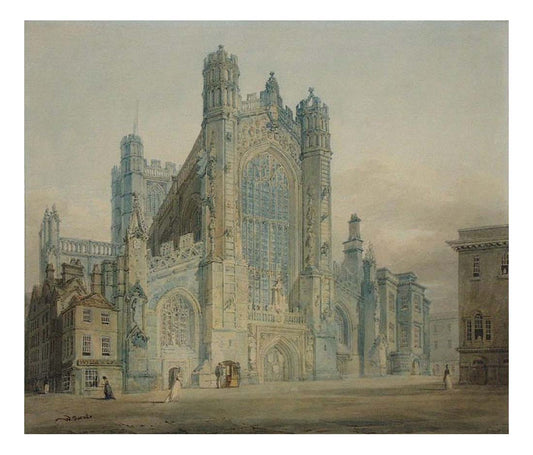 The West Front of Bath Abbey, 1793 by John Mallord William Turner RA, 12x8"(A4) Poster