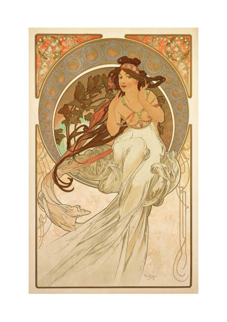 The Arts Music-A4-2 vintage artwork by Alphonse Mucha, 12x8" (A4 size) poster print