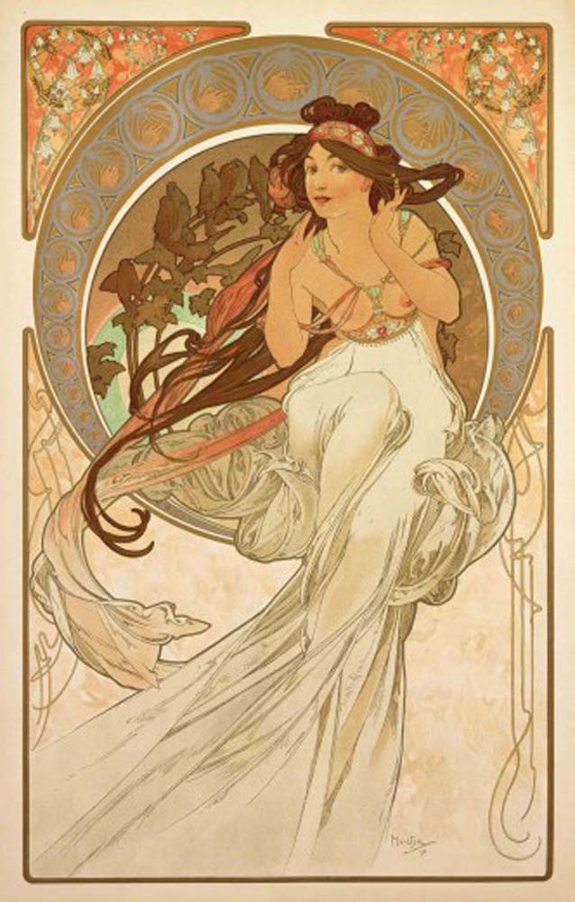 The Arts Music vintage artwork by Alphonse Mucha, 12x8" (A4 size) poster print