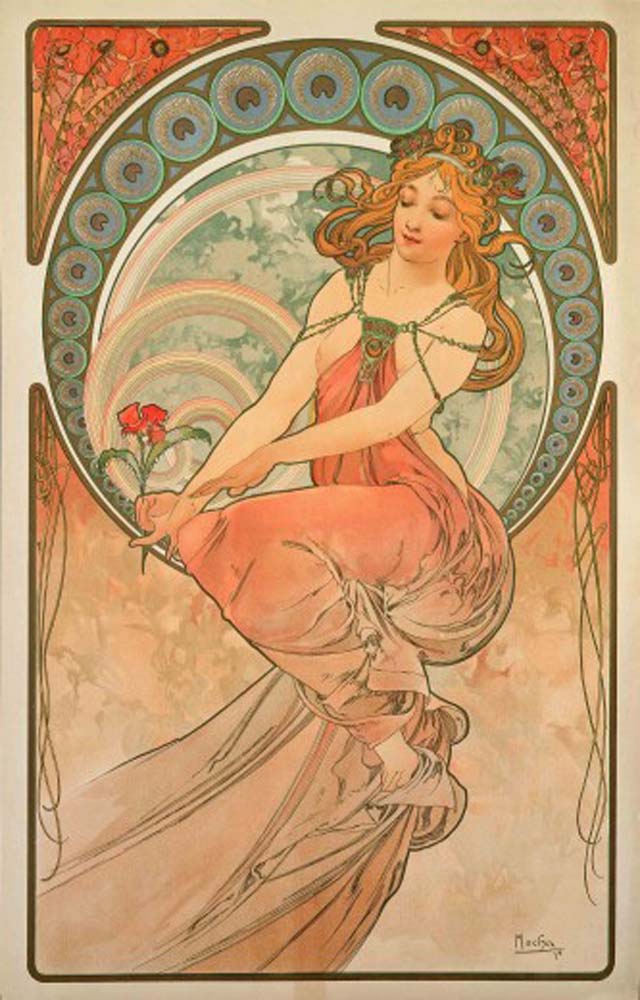 The Arts Painting vintage artwork by Alphonse Mucha, 12x8" (A4 size) poster print