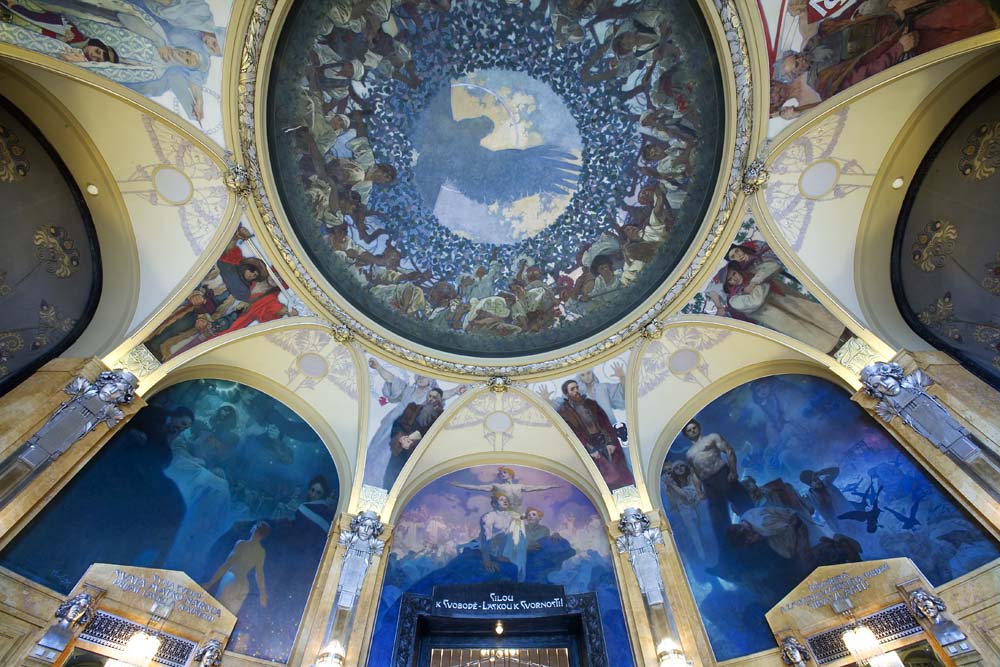 The Municipal House (Obecni Dum) ceiling, Prague - 8906 vintage artwork by Alphonse Mucha, 16x12" (A3 size) poster print