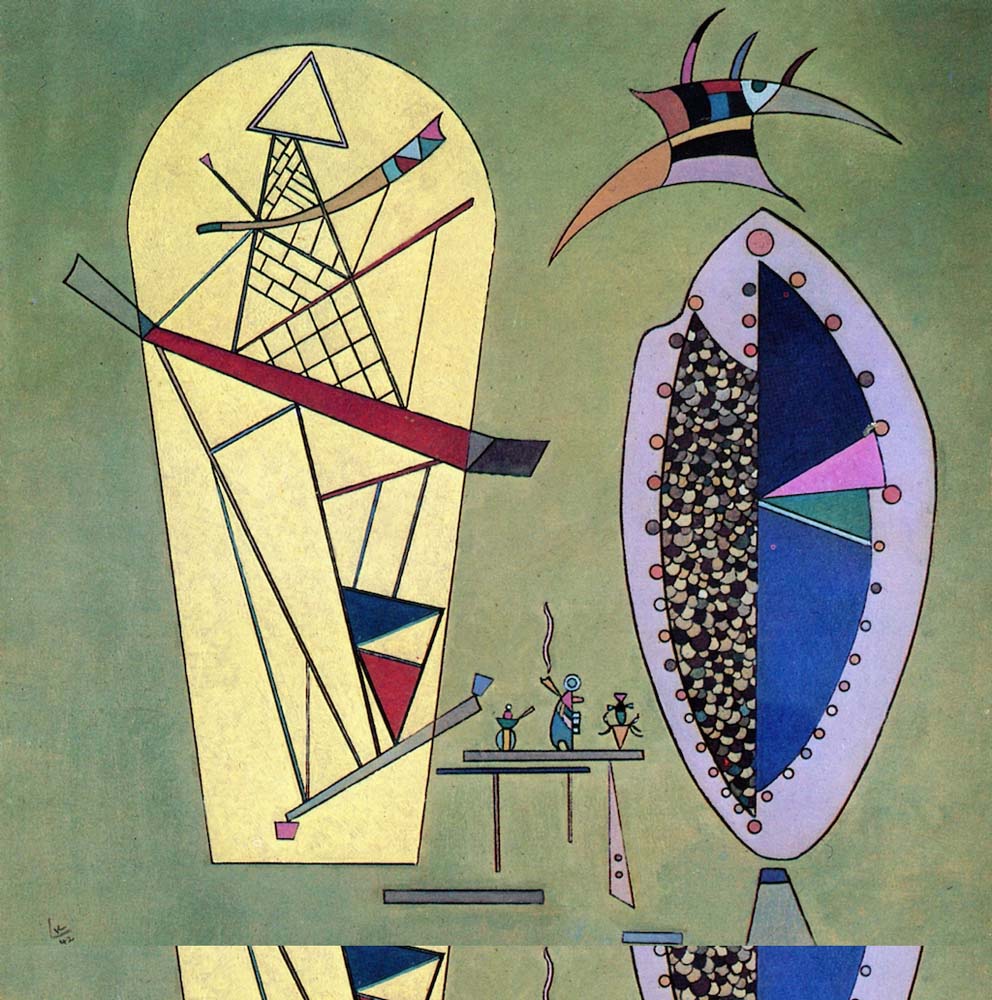Three Between Two - Wassily Kandinsky -1942 by Wassily Kandinsky, 16x12"(A3) Poster Print