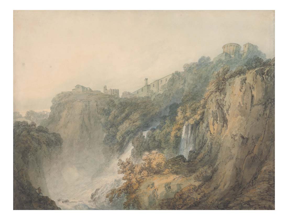 Tivoli with the Temple of the Sybil and the Cascades, 1796-97 by John Mallord William Turner RA, 12x8"(A4) Poster