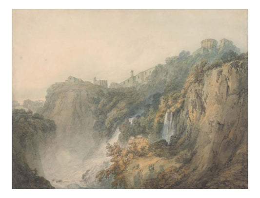 Tivoli with the Temple of the Sybil and the Cascades, 1796-97 by John Mallord William Turner RA, 12x8"(A4) Poster