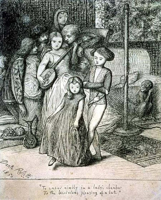 Lady's Chamber to the lascivious pleasing of Lute, 1850 by Dante Gabriel Rossetti, English Pre-Raphaelite Painter