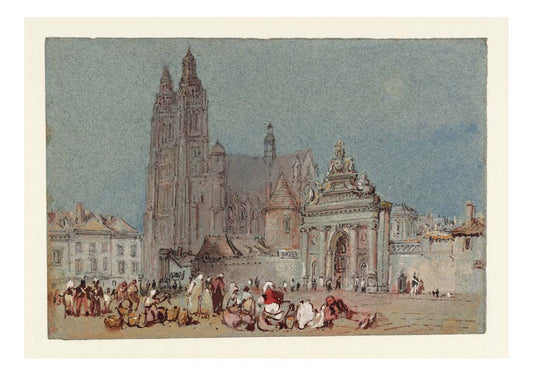 Tours, The Cathedral from the Place de l'Archeveche, 1826-28 by John Mallord William Turner RA, 12x8"(A4) Poster