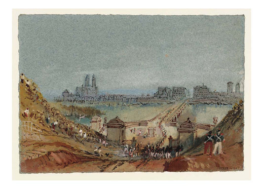 Tours from above the Place de la Tranchee at the Northern End of the Pont de Tours (Now the Place Choiseuil), 1826-28 by John Mallord William Turner RA, 12x8"(A4) Poster