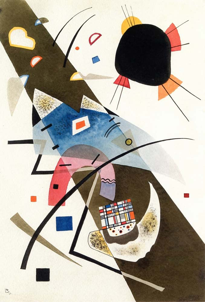 Two Black Spots - Wassily Kandinsky -1923 by Wassily Kandinsky, 12x8"(A4) Poster Print