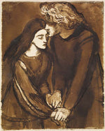 Two Lovers. ca1850 by Dante Gabriel Rossetti, English Pre-Raphaelite Painter,16x12"(A3) Poster Print