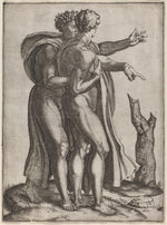 Marcantonio Raimondi after Michelangelo:Two Nude Men,16x12"(A3) Poster