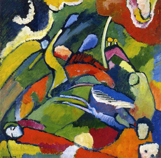 Two Riders and Reclining Figure - Wassily Kandinsky -1909 - 1910 by Wassily Kandinsky, 12x8"(A4) Poster Print