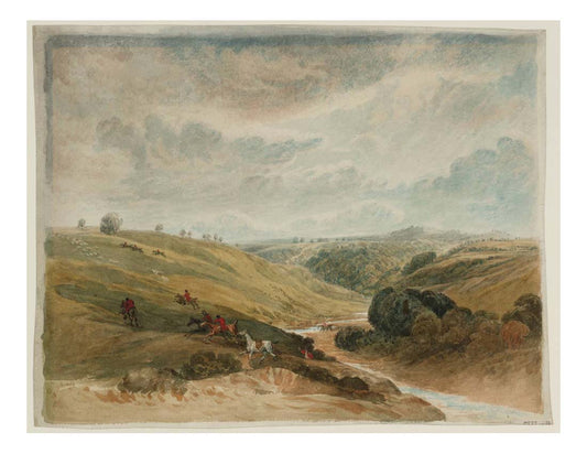 Vale of Pickering, Yorkshire, with Huntsmen, 1815 by John Mallord William Turner RA, 12x8"(A4) Poster