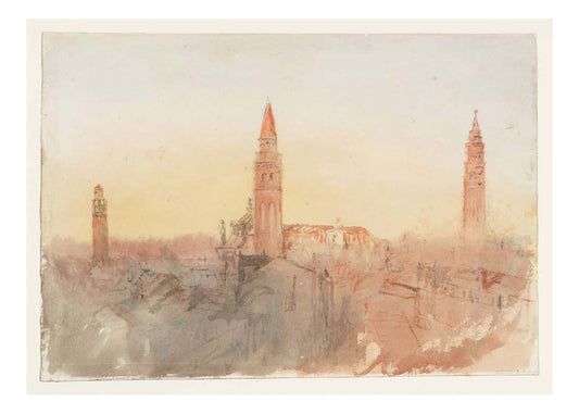 Venice, Looking North from the Hotel Europa, with the Campaniles of San Marco, San Moise and Santo Stefano, 1840 by John Mallord William Turner RA, 12x8"(A4) Poster