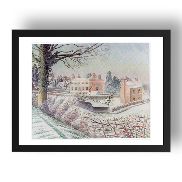 Vicarage in Winter Castle Hedingham by Eric Ravilious, 17x13