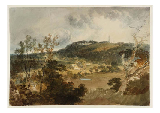 View across a Valley with a Small Village, towards the Unfinished Tower of Fonthill Abbey, from the North East, 1799 by John Mallord William Turner RA, 12x8"(A4) Poster