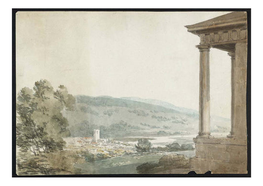 View from a Classical Portico or Summerhouse over a Town on a River, 1795 by John Mallord William Turner RA, 12x8"(A4) Poster