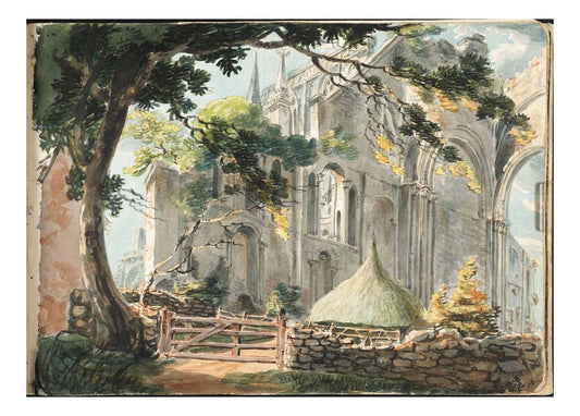 View of the Ruins of Malmesbury Abbey from the South-East, 1791 by John Mallord William Turner RA, 12x8"(A4) Poster