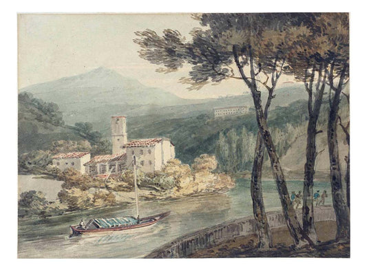 Villa dell'Ambrogiara e La Lastra, Road from Pisa to Florence, after J.R. Cozens by John Mallord William Turner RA, 12x8"(A4) Poster