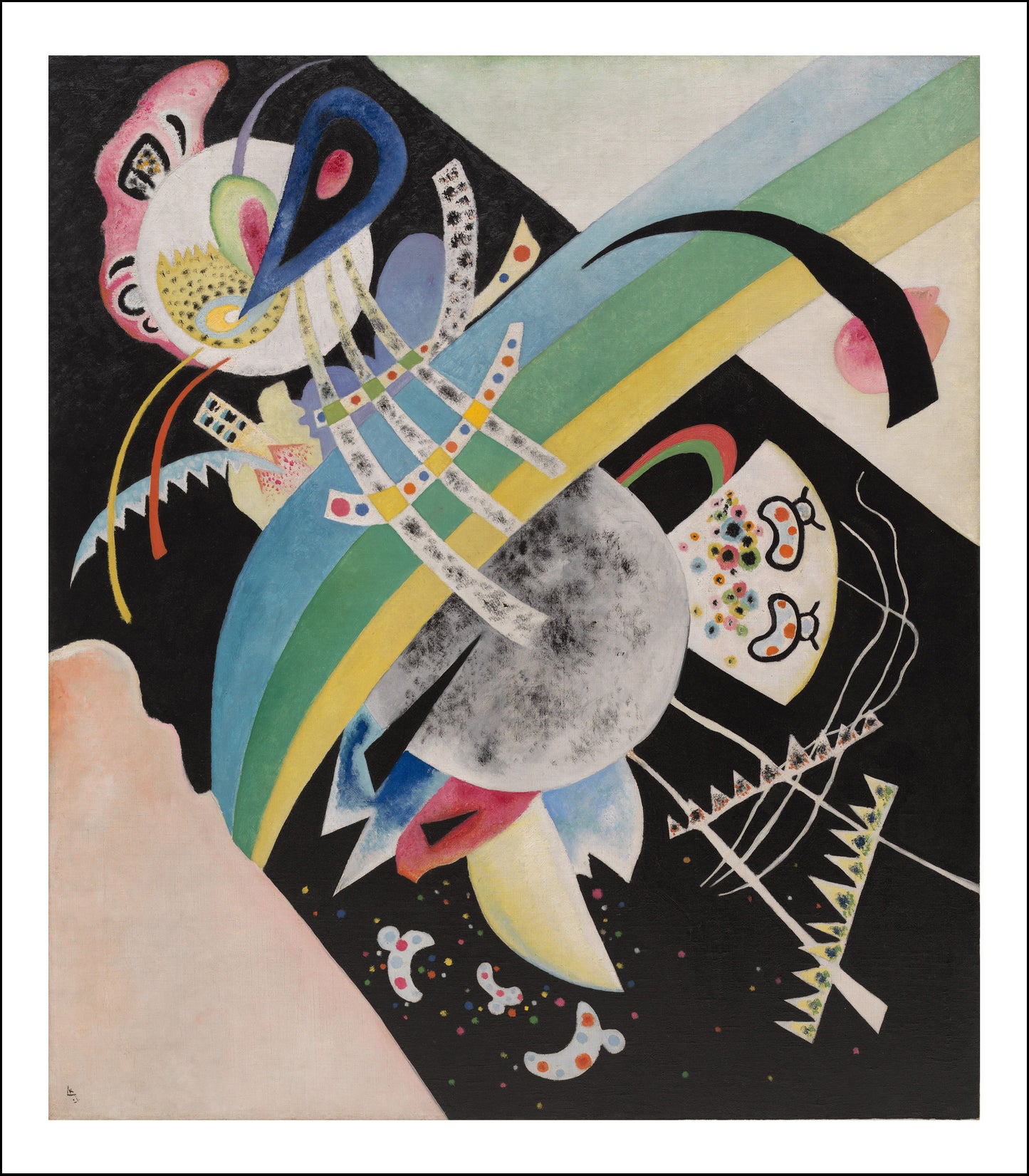 CIRCLES ON BLACK by Wassily Kandinsky, 12x8"(A4) Poster Print