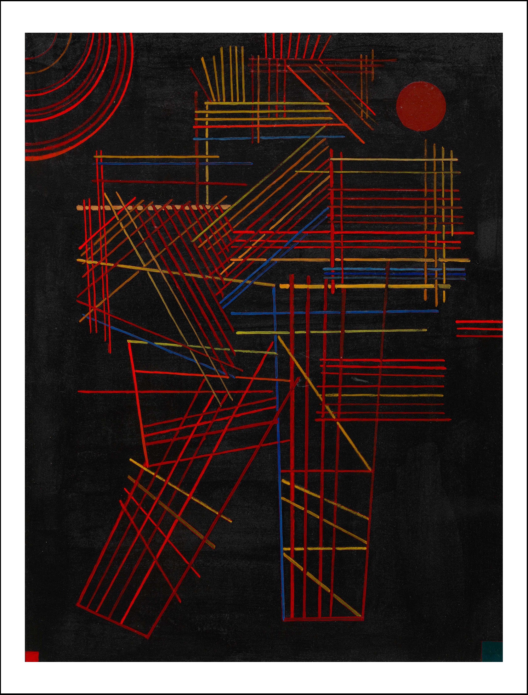 COLOURED STICKS by Wassily Kandinsky, 16x12"(A3) Poster Print