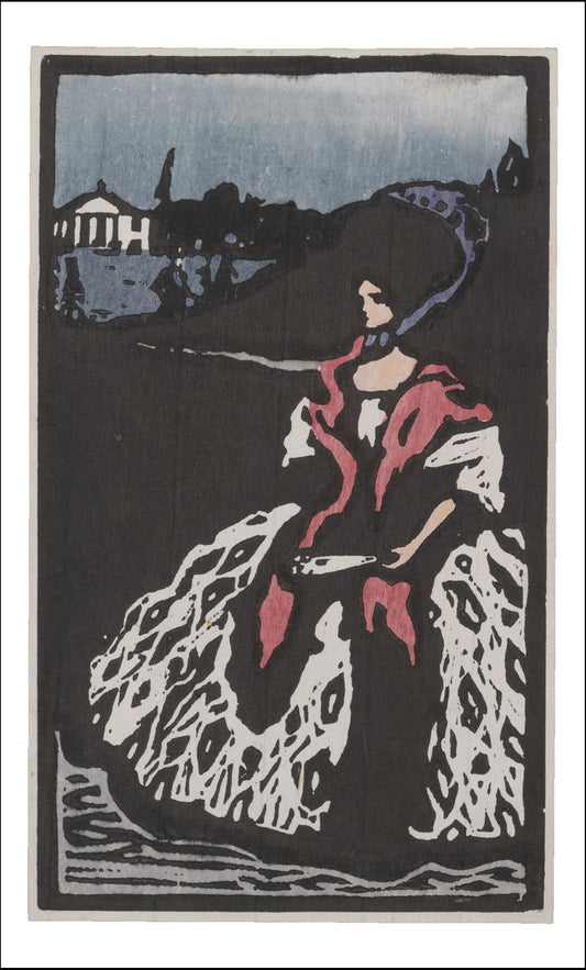LADY WITH A FAN by Wassily Kandinsky, 16x12"(A3) Poster Print