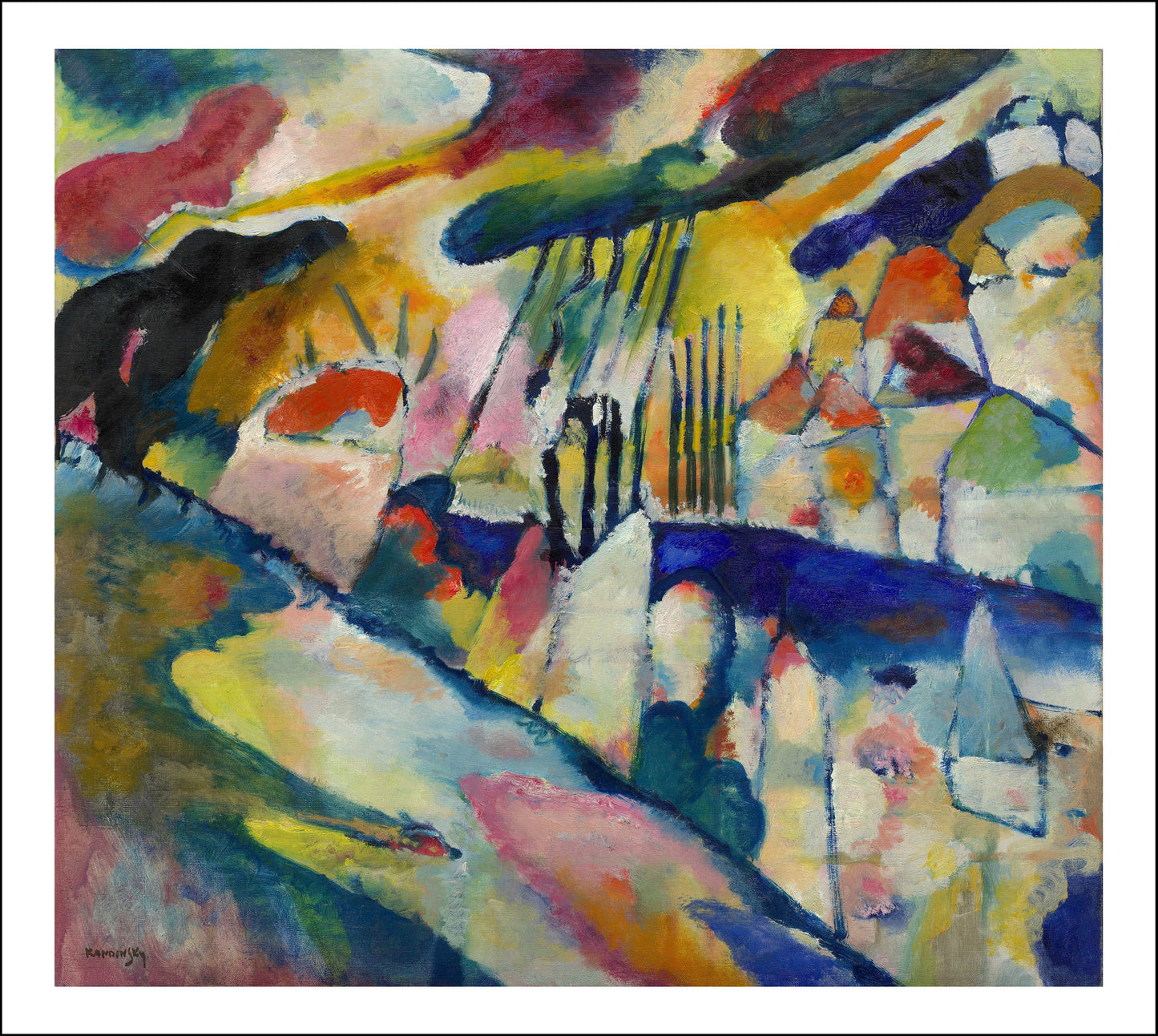 LANDSCAPE WITH RAIN by Wassily Kandinsky, 12x8"(A4) Poster Print