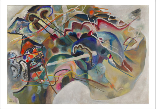PAINTING WITH WHITE BORDER by Wassily Kandinsky, 16x12"(A3) Poster Print
