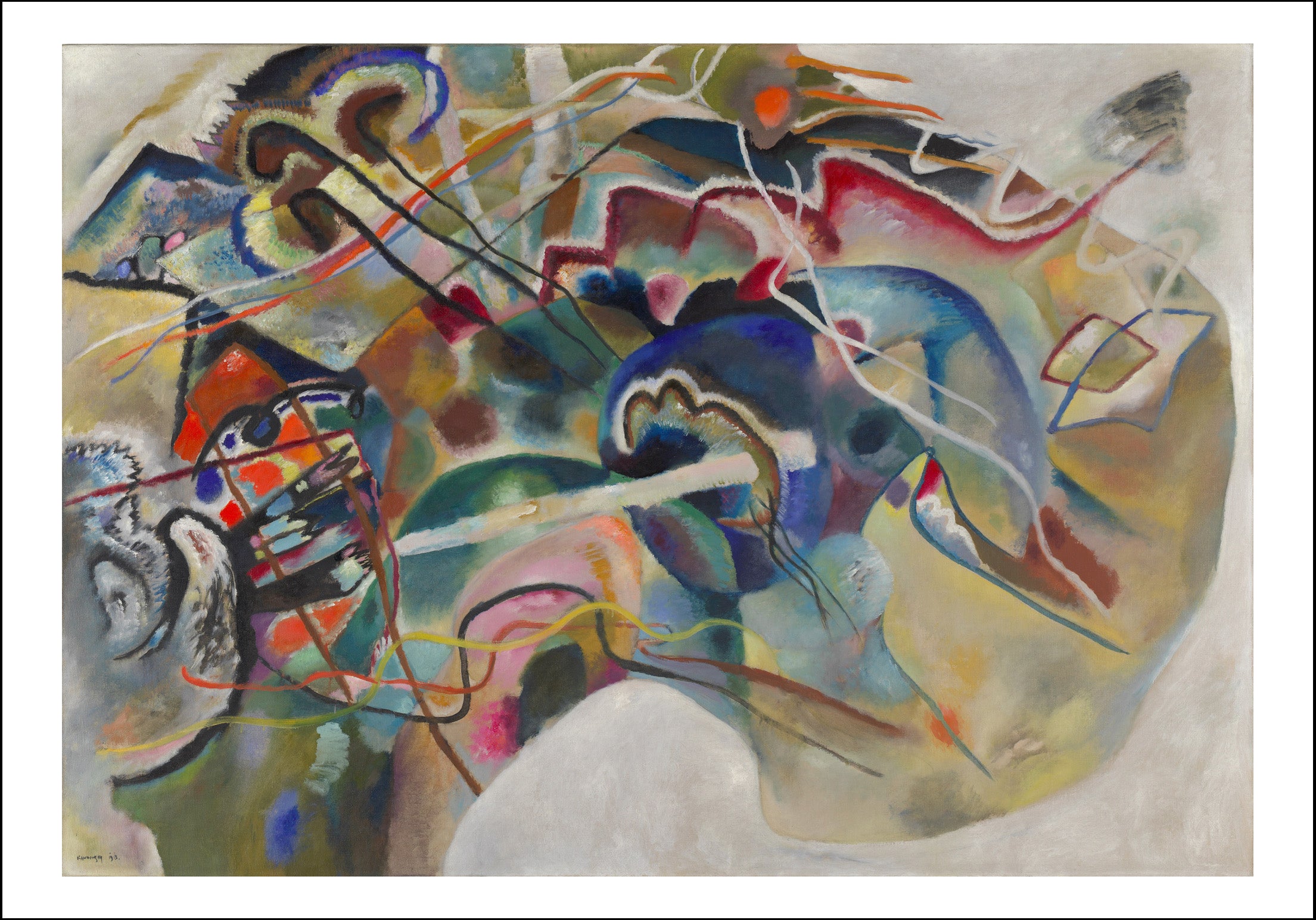 PAINTING WITH WHITE BORDER by Wassily Kandinsky, 12x8"(A4) Poster Print